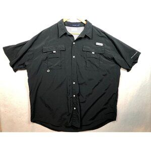 Columbia Bahama PFG Fishing Shirt Black Short Sleeve Omni-Shade Men's Size XXL